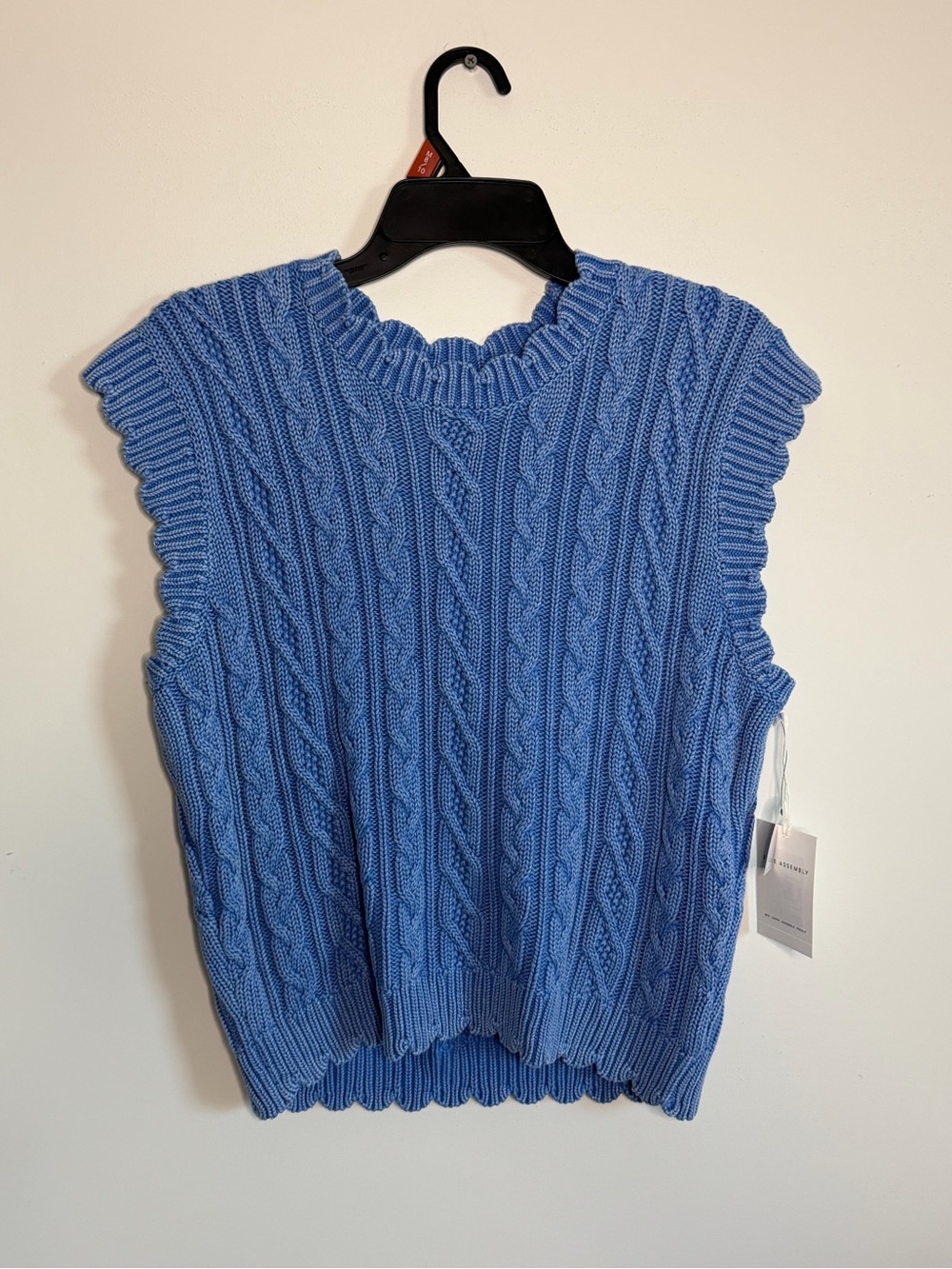 Free Assembly Blue Cable Knit Sleeveless Sweater Vest